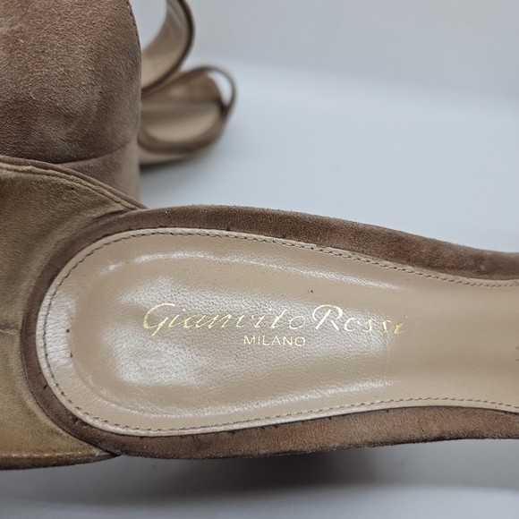 Gianvito Rossi Versilia 100 tan suede ankle strap sandals heels EU 39 - Picture 9 of 14